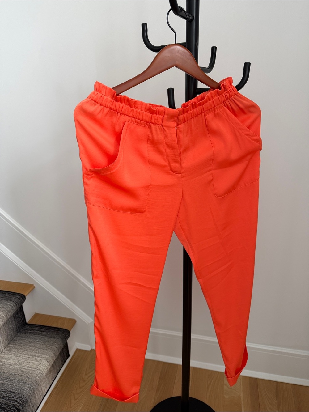 BCBGMaxAzria Bright Orange Elastic-Waist Jogger Pants